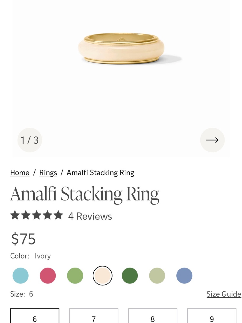 Ivory Amalfi Stacking Ring - Elegant Home Jewelry Dish